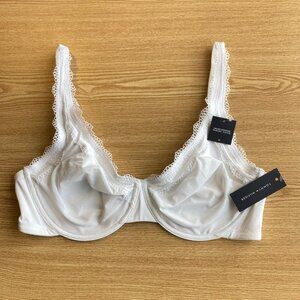 Tommy Hilfiger Unlined Underwire Micro Logo Bra Lace Trim 38C White NWT
